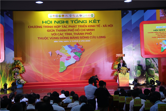 Ảnh. Hội nghị tổng kết Chương trình hợp tác phát triển kinh tế - xã hội giữa TP. Hồ Chí Minh với 13 tỉnh, thành phố thuộc vùng ĐBSCL